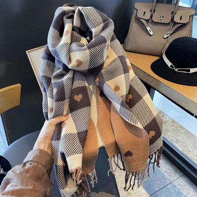 Cashmere women's double-sided love plaid scarf_img_3