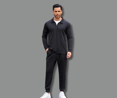 Polo Long Sleeve Half Zipper Shirt & Trouser Combo Set_img_4
