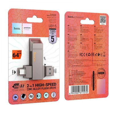 hoco UD15 USB 3.2 Speed 2-in-1 Type-C Flash Drive 32 / 64 / 128GB_img_2