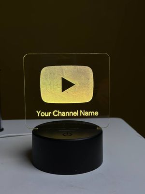 Customizable Youtube Logo Design Acrylic Multicolor Night Lamp – Black_img_2