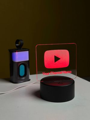 Customizable Youtube Logo Design Acrylic Multicolor Night Lamp – Black_img_4