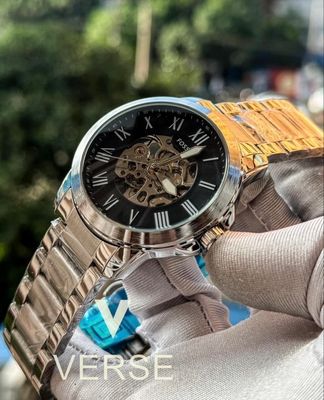 FOSSIL AUTO CHAIN FULL SILVER BLACK DIAL_img_0