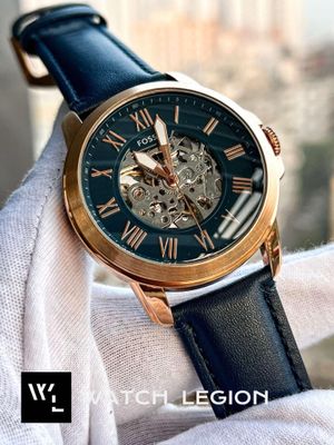 FOSSIL AUTO BLUE BELT ROSE GOLD CASE BLUE DIAL_img_0