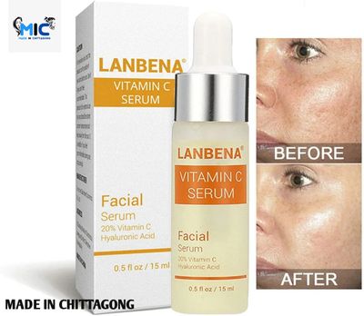 Vitamin C Serum - LANBENA Whitening Serum with Hyaluronic Acid Face Essence Cream Natural Ingredients for Repairing Fades Age Sports and Sun Damaged Skin 15ml_img_1