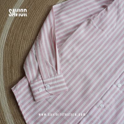 Baby Pink Stripe - Old Money Full Sleeve Shirt_img_2