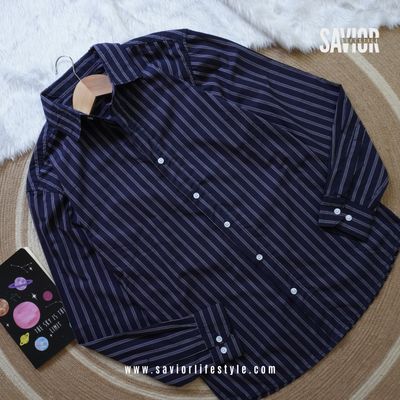 Moonlight Blue Stripe - Old Money Full Sleeve Shirt