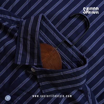 Moonlight Blue Stripe - Old Money Full Sleeve Shirt_img_1