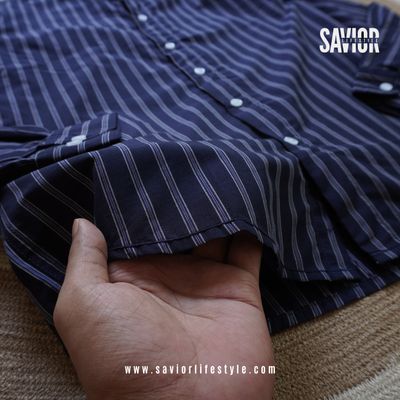 Moonlight Blue Stripe - Old Money Full Sleeve Shirt_img_3