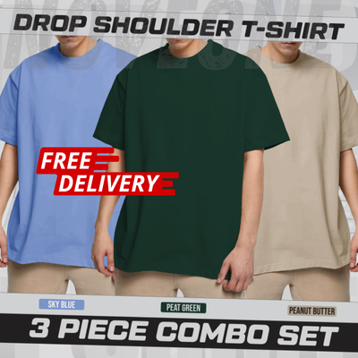 3 Pieces Combo - Drop Shoulder T-shirt for Men