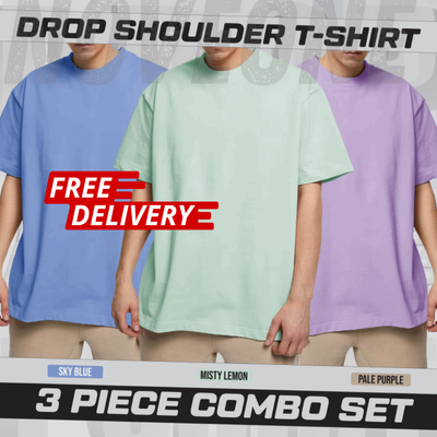 3 Pieces Combo - Drop Shoulder T-shirt for Men_img_0