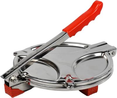 Stainless Steel Roti Maker/Puri Press - Silver and Red_img_2