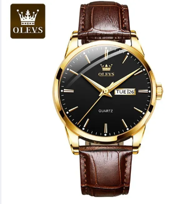 O'levs 6898 PU Leather Analoge Wrist Watch For Men Fan Made_img_1