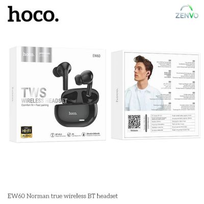 Hoco EW60 Plus Norman True Wireless ANC BT Headset – Black Color_img_1