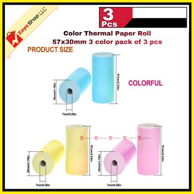 Thermal Paper color thermal paper Roll 57x30mm 3 color pack of 3 pcs_img_2