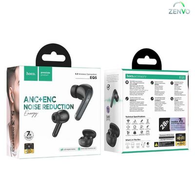 HOCO EQ5 ANC+ENC Bluetooth 5.3 Wireless Earphone – Black Color_img_1