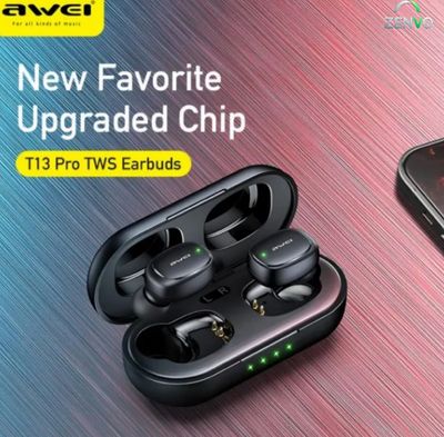 Awei T13 Pro TWS Touch Earbuds – Black Color_img_1
