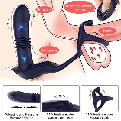 Prostate Massager Anal Vibrator Thrusting Vibrating 14 Modes Remote Cock Ring Butt Plug P Spot Stimulator Adult Sex Toys for Men_img_2