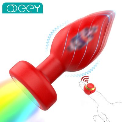 Luminous Anal Plug Vibrators Ring Remote Control Prostate Massager Vaginal Butt Plug Stimulator Adult Couples Sex Toys for Women_img_0