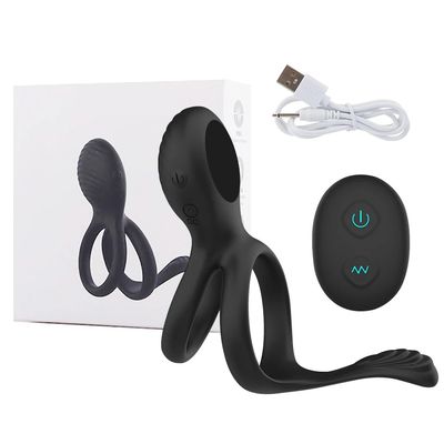Vibrating Dual Penis Ring Premium Stretchy Soft Cock Ring 7 Vibration Modes Erection Enhancing Sex Toys for Men and Couples Play_img_1