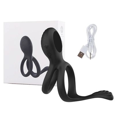 Vibrating Dual Penis Ring Premium Stretchy Soft Cock Ring 7 Vibration Modes Erection Enhancing Sex Toys for Men and Couples Play_img_2