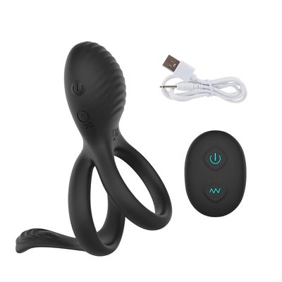 Vibrating Dual Penis Ring Premium Stretchy Soft Cock Ring 7 Vibration Modes Erection Enhancing Sex Toys for Men and Couples Play_img_3