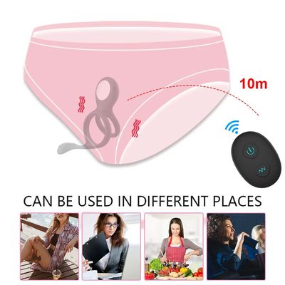 Vibrating Dual Penis Ring Premium Stretchy Soft Cock Ring 7 Vibration Modes Erection Enhancing Sex Toys for Men and Couples Play_img_4