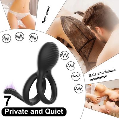 Vibrating Dual Penis Ring Premium Stretchy Soft Cock Ring 7 Vibration Modes Erection Enhancing Sex Toys for Men and Couples Play_img_9
