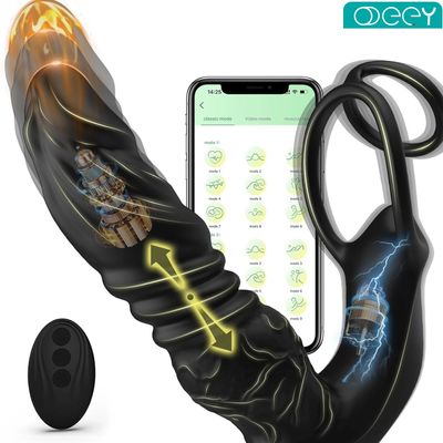 Thrusting Anal Dildo Vibrator Male Prostate Massager Vibrating Anal Plug with Cock Ring Adult Anal Sex Toys for Gay Men Couple_img_0