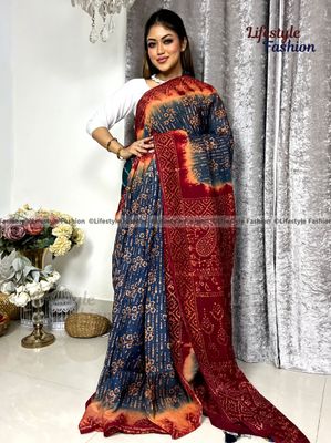 প্রিমিয়াম কোয়ালিটি সুতি/কটন আরামদায়ক ভেজিটেবল বাটিক শাড়ি (LF-SS-271)_img_0