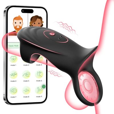 App Controlled Penis Ring Vibrator Male Erection Enhancer Sleeve 10 Vibration Anal G spot Stimulation Couples Sex Toy for Men_img_0