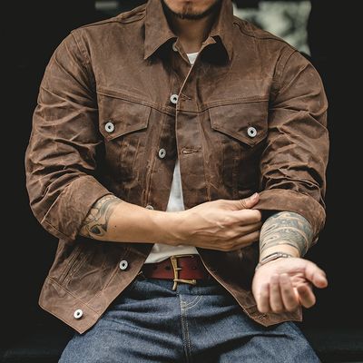 Retro Men's Main Canvas Oil Wax Jacket_img_1