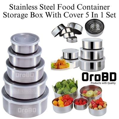 Stainless Steel Food Container Storage Box 5-in-1 Set_img_0