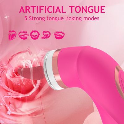 Tongue Licking Clitoris G Spot Vibrator Clitoral Sucker Nipple Stimulator for Women with 2 Sucking Cups Adult Sex Toys for Women_img_5