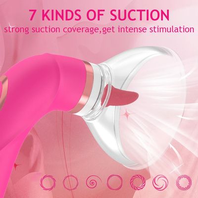 Tongue Licking Clitoris G Spot Vibrator Clitoral Sucker Nipple Stimulator for Women with 2 Sucking Cups Adult Sex Toys for Women_img_4