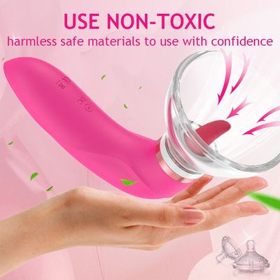 Tongue Licking Clitoris G Spot Vibrator Clitoral Sucker Nipple Stimulator for Women with 2 Sucking Cups Adult Sex Toys for Women_img_2