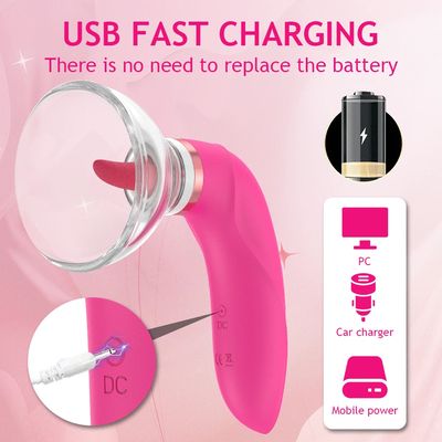 Tongue Licking Clitoris G Spot Vibrator Clitoral Sucker Nipple Stimulator for Women with 2 Sucking Cups Adult Sex Toys for Women_img_3