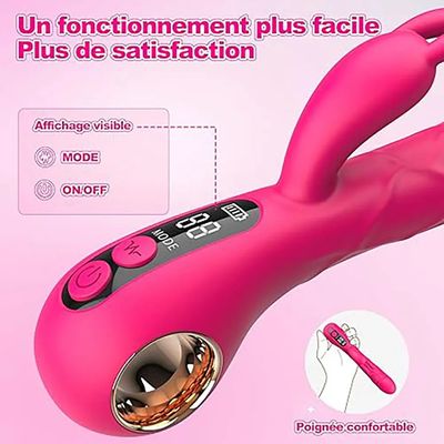 2 in 1 G-spot Rabbit Vibrator LCD Display Vibrating Clitoral Stimulator Realistic Dildo Vibrator G-Spot Adult Sex Toys for Women_img_3