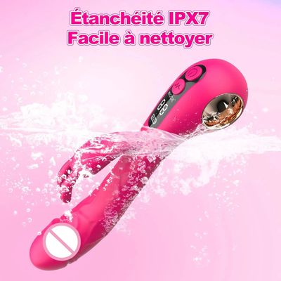 2 in 1 G-spot Rabbit Vibrator LCD Display Vibrating Clitoral Stimulator Realistic Dildo Vibrator G-Spot Adult Sex Toys for Women_img_1