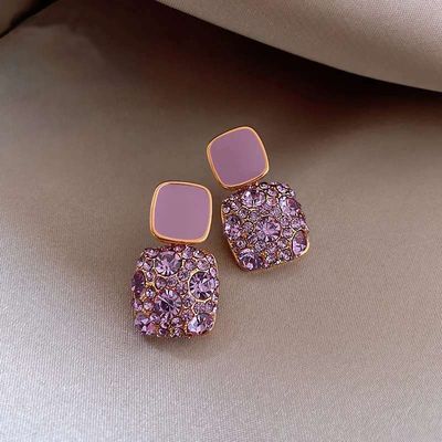 Purple Crystal Square drop earring_img_1