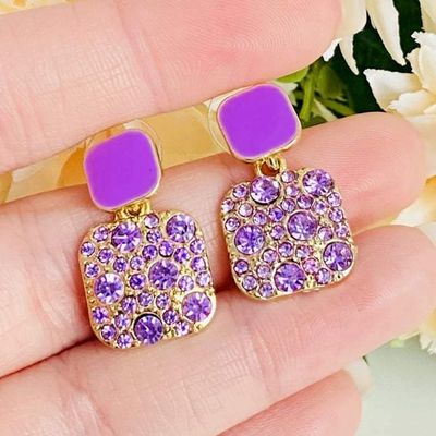 Purple Crystal Square drop earring_img_3
