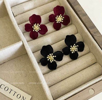 Vintage Velvet texture EarringsColour: Black & Merun_img_0