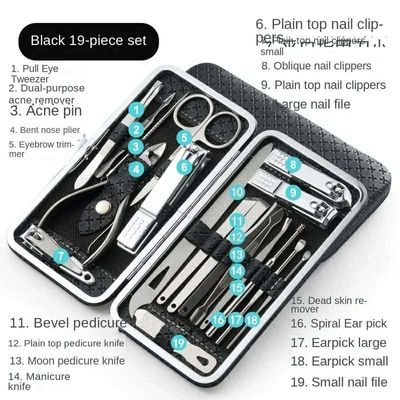 19  pcs stainless steal nail clipers set_img_0