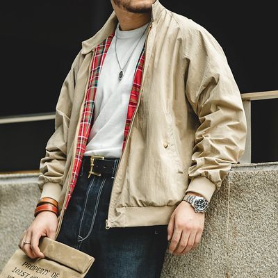 Retro Stand Collar Harrington Jacket_img_1