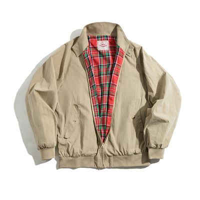 Retro Stand Collar Harrington Jacket_img_4