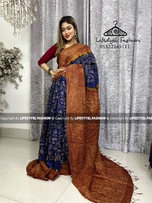 প্রিমিয়াম কোয়ালিটি সিল্ক আরামদায়ক ভেজিটেবল বাটিক শাড়ি (LF-SS-651)_img_0
