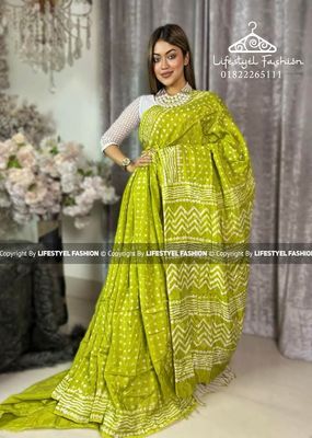 প্রিমিয়াম কোয়ালিটি সিল্ক আরামদায়ক ভেজিটেবল বাটিক শাড়ি (LF-SS-519)_img_0
