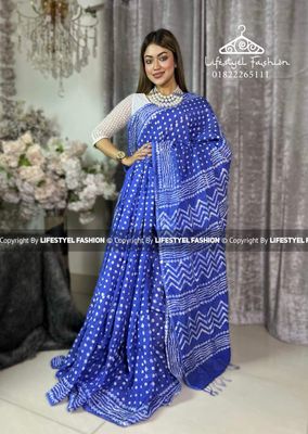 প্রিমিয়াম কোয়ালিটি সিল্ক আরামদায়ক ভেজিটেবল বাটিক শাড়ি (LF-SS-475)_img_0