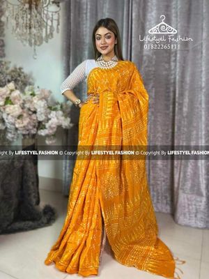 প্রিমিয়াম কোয়ালিটি সিল্ক আরামদায়ক ভেজিটেবল বাটিক শাড়ি (LF-SS-528)_img_0