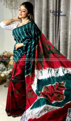 প্রিমিয়াম কোয়ালিটি সিল্ক আরামদায়ক ভেজিটেবল বাটিক শাড়ি (LF-SS-021)_img_0