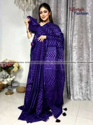 প্রিমিয়াম কোয়ালিটি সিল্ক আরামদায়ক ভেজিটেবল বাটিক শাড়ি (LF-SS-022)_img_0